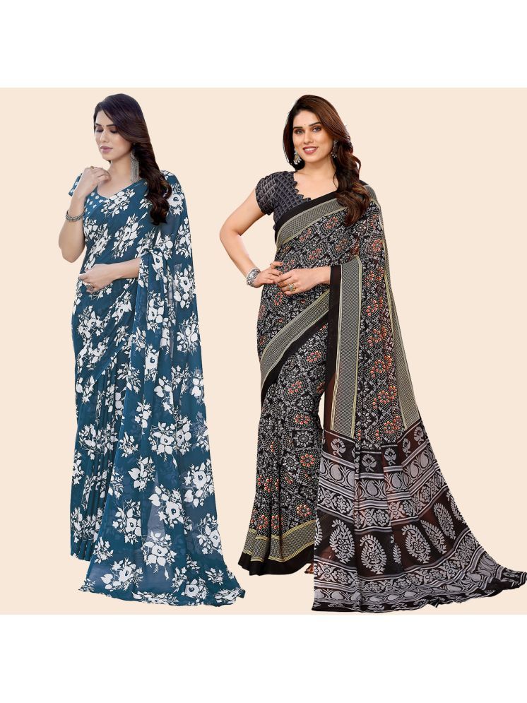     			Kashvi Sarees Pack of 2 Georgette Printed Saree With Blouse Piece ( Multicolor )