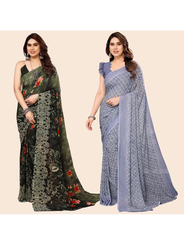     			Kashvi Sarees Pack of 2 Georgette Printed Saree With Blouse Piece ( Multicolor )