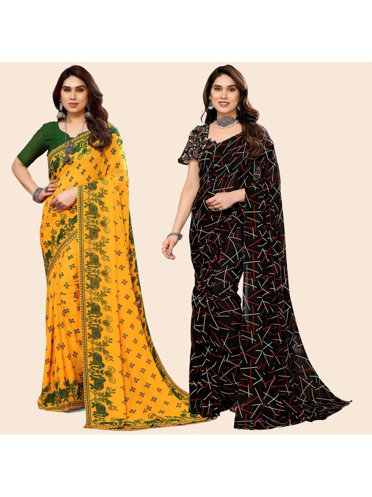     			Kashvi Sarees Pack of 2 Georgette Printed Saree With Blouse Piece ( Multicolor )