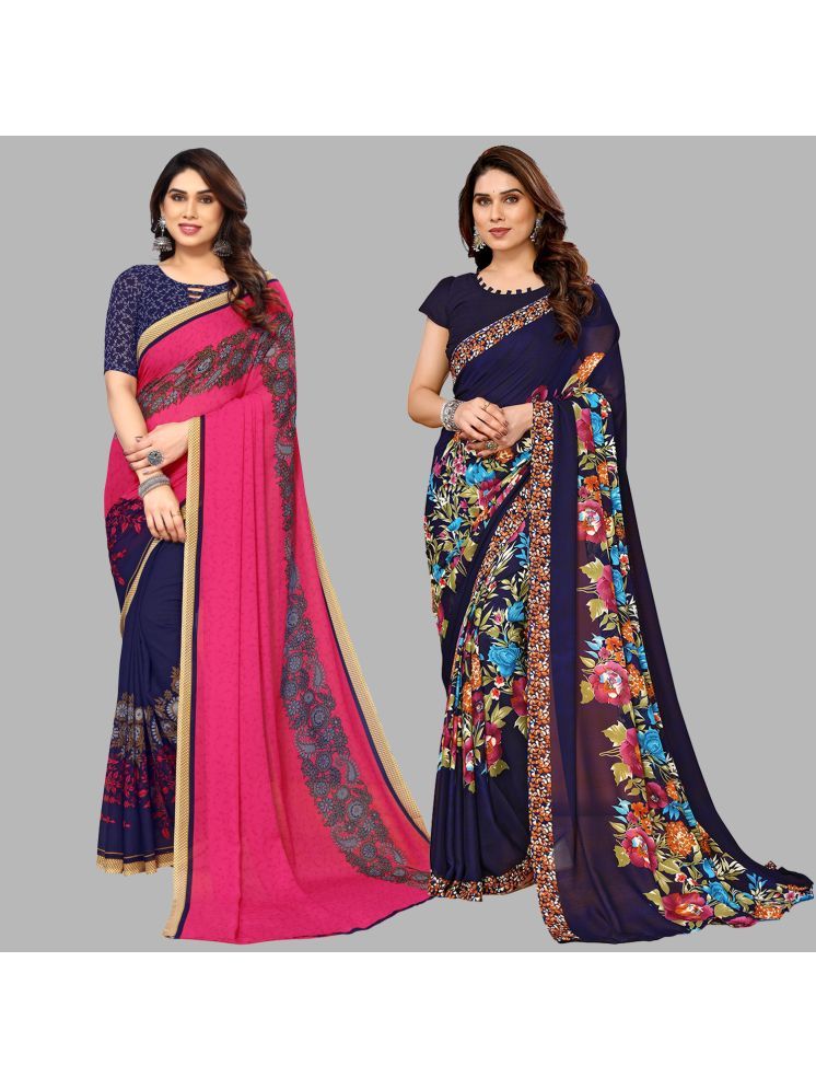     			Kashvi Sarees Pack of 2 Georgette Printed Saree With Blouse Piece ( Multicolor )