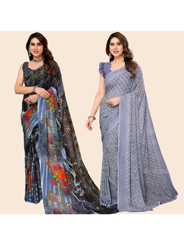     			Kashvi Sarees Pack of 2 Georgette Printed Saree With Blouse Piece ( Multicolor )