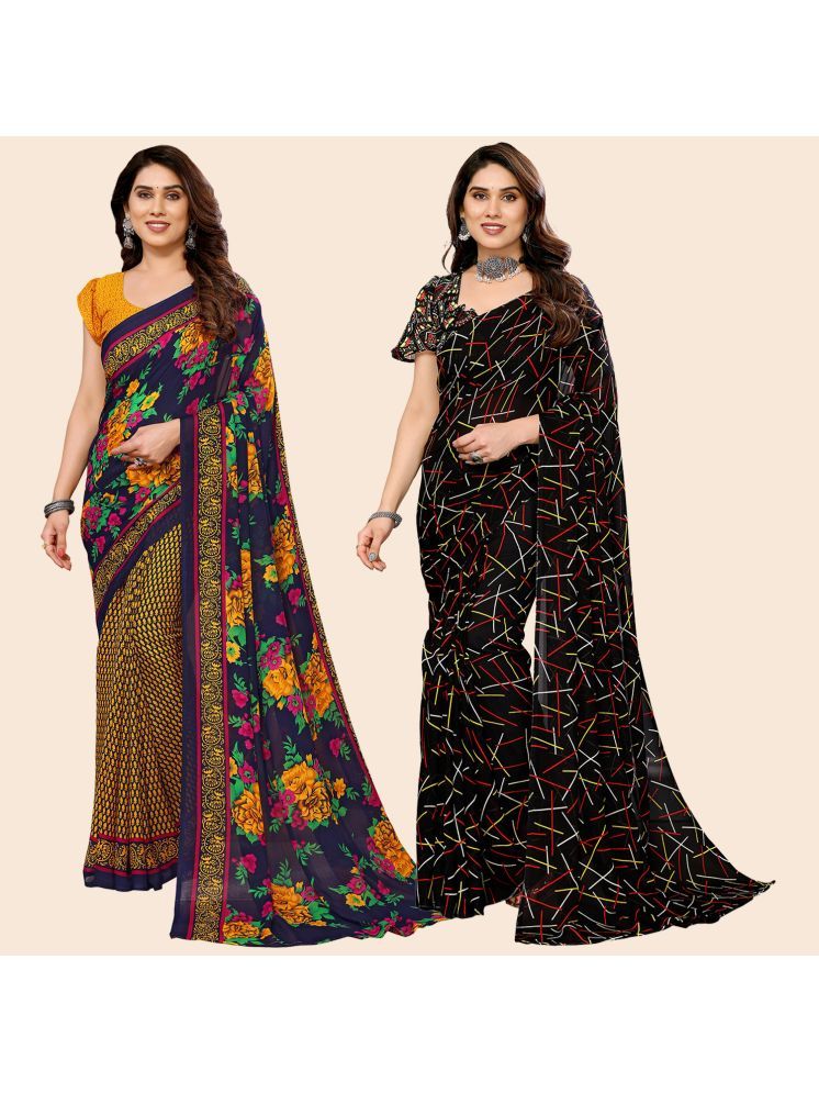     			Kashvi Sarees Pack of 2 Georgette Printed Saree With Blouse Piece ( Multicolor )