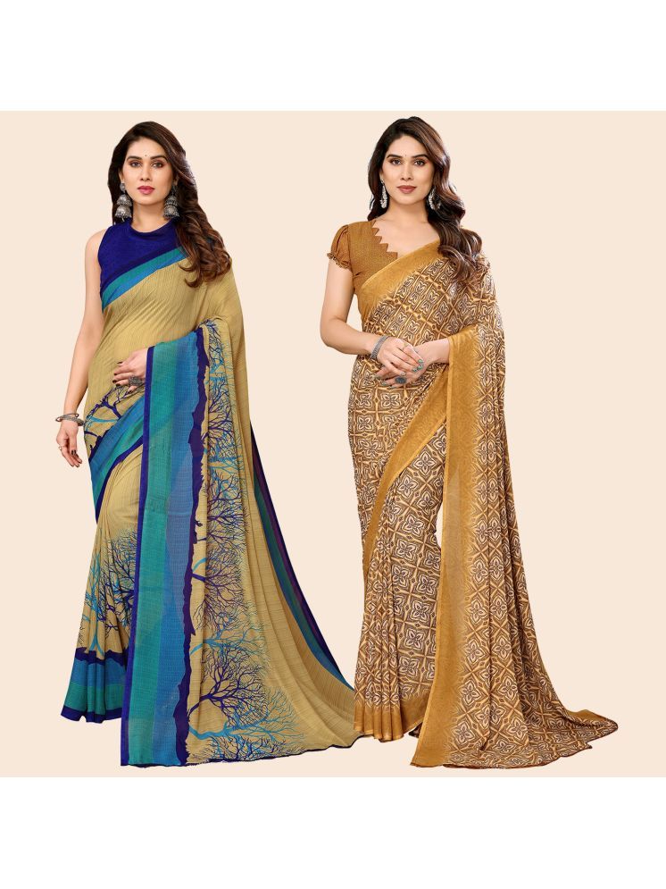     			Kashvi Sarees Pack of 2 Georgette Printed Saree With Blouse Piece ( Multicolor )