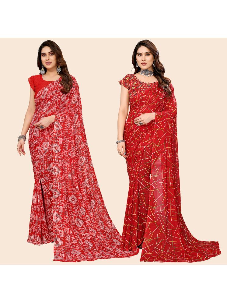     			Kashvi Sarees Pack of 2 Georgette Printed Saree With Blouse Piece ( Multicolor )