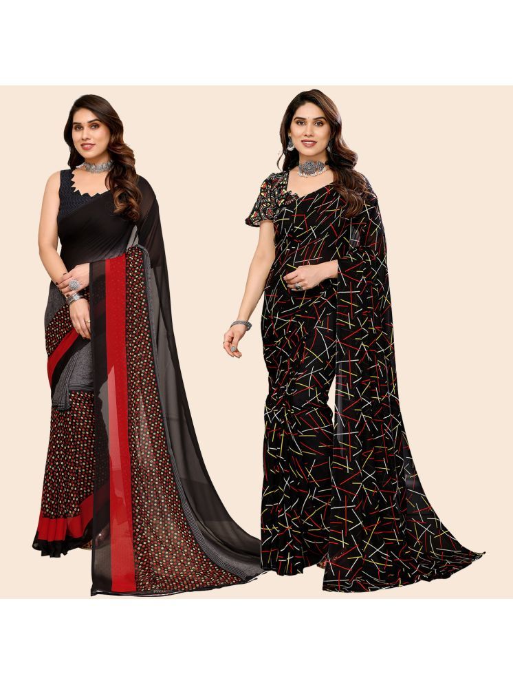     			Kashvi Sarees Pack of 2 Georgette Printed Saree With Blouse Piece ( Multicolor )