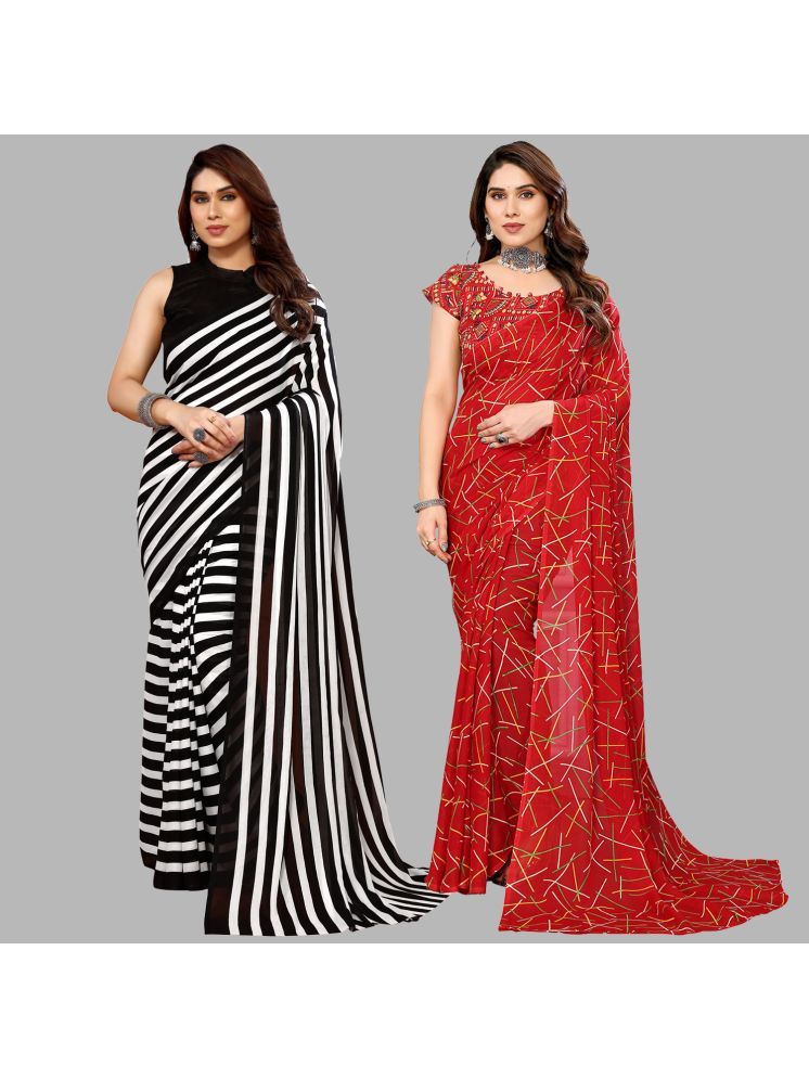     			Kashvi Sarees Pack of 2 Georgette Printed Saree With Blouse Piece ( Multicolor )