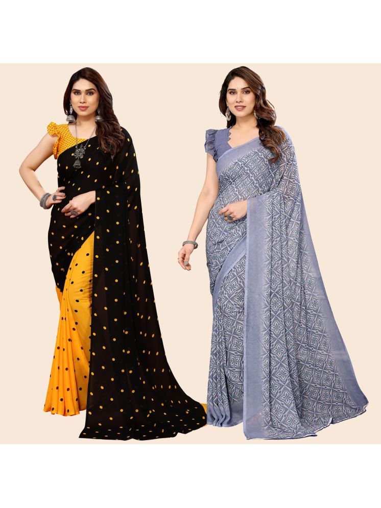     			Kashvi Sarees Pack of 2 Georgette Printed Saree With Blouse Piece ( Multicolor )