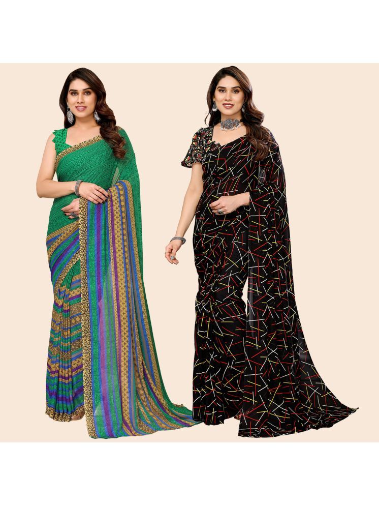     			Kashvi Sarees Pack of 2 Georgette Printed Saree With Blouse Piece ( Multicolor )