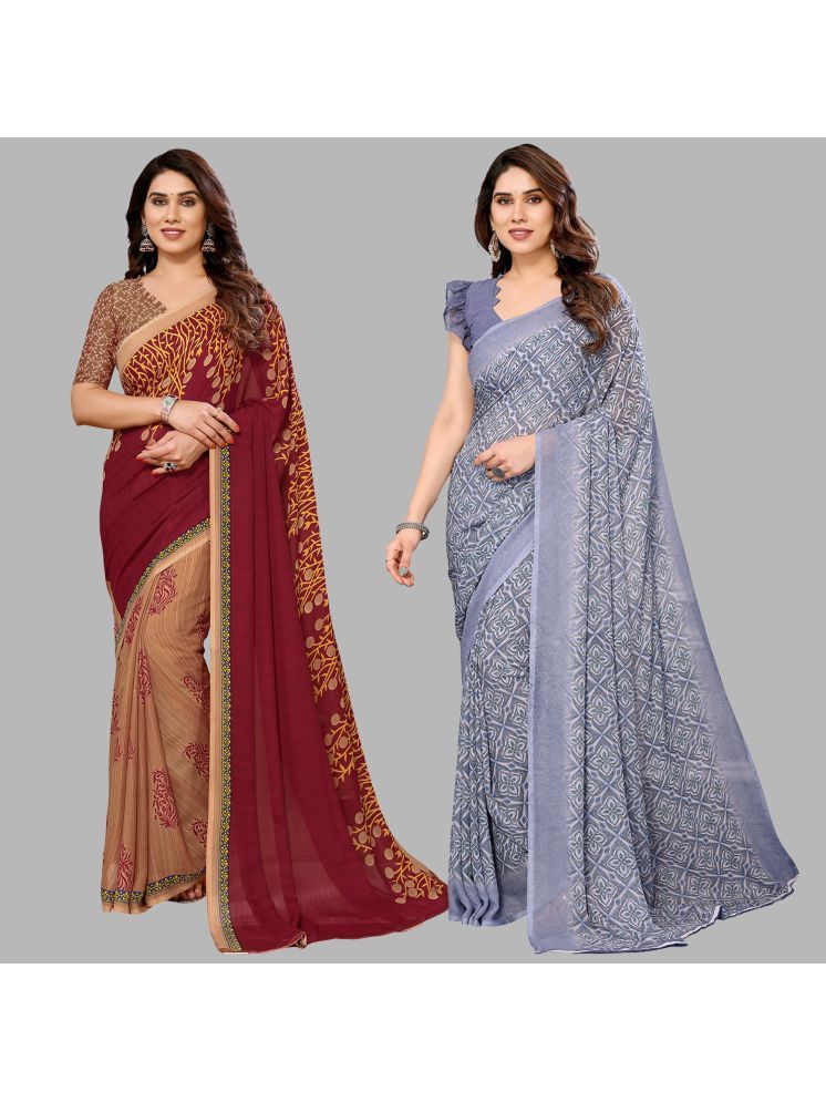     			Kashvi Sarees Pack of 2 Georgette Printed Saree With Blouse Piece ( Multicolor )