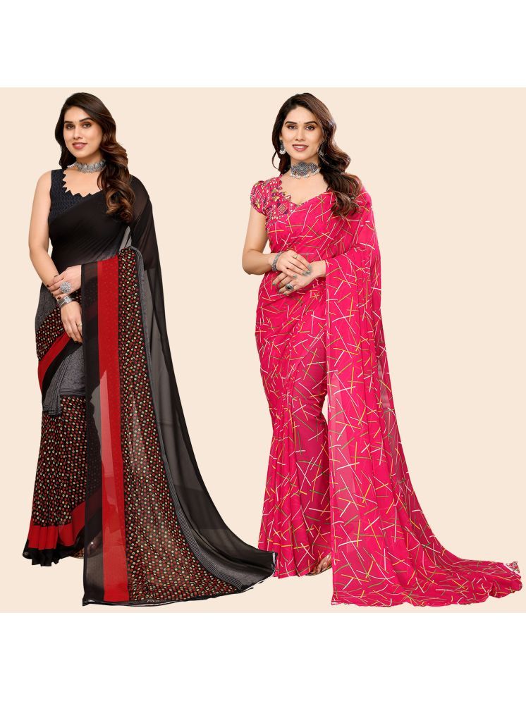     			Kashvi Sarees Pack of 2 Georgette Printed Saree With Blouse Piece ( Multicolor )