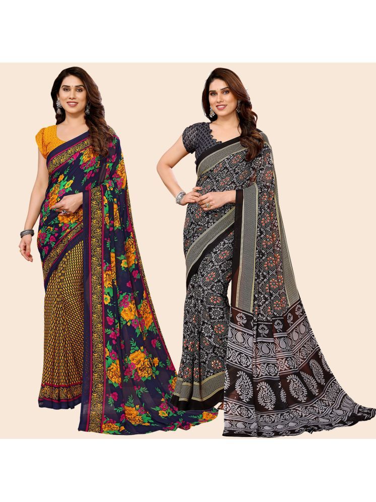     			Kashvi Sarees Pack of 2 Georgette Printed Saree With Blouse Piece ( Multicolor )