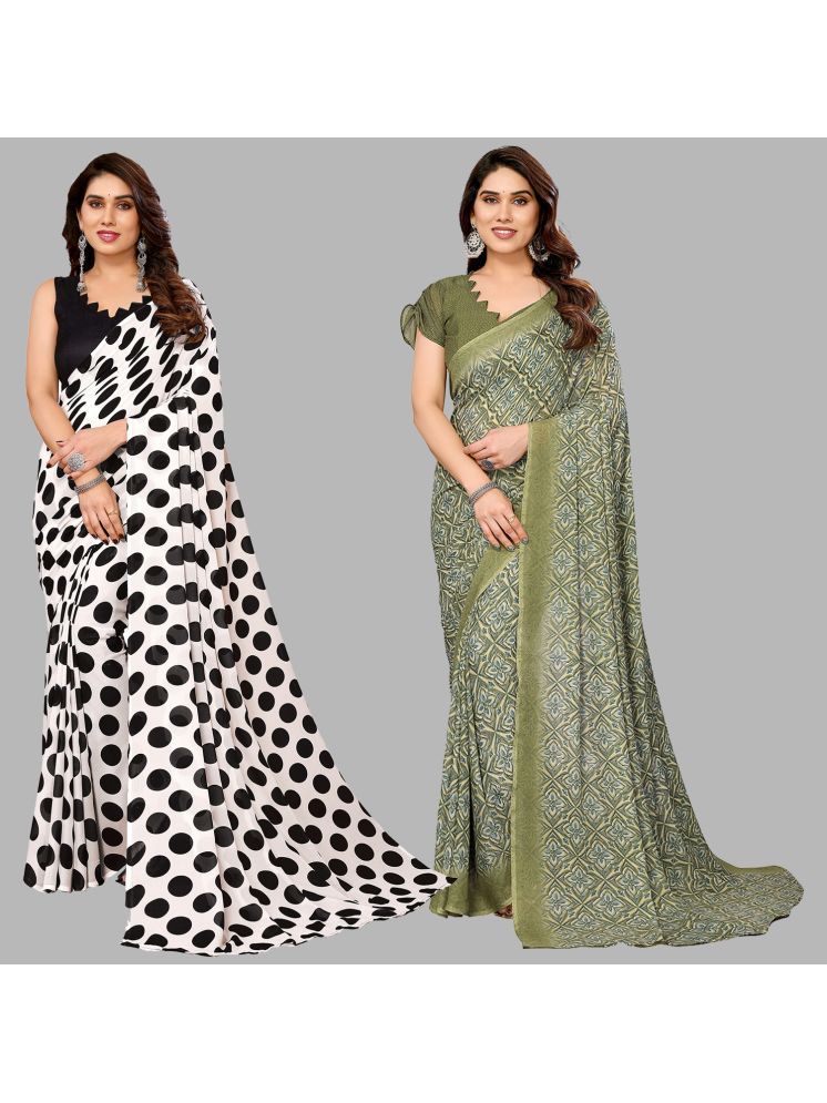     			Kashvi Sarees Pack of 2 Georgette Printed Saree With Blouse Piece ( Multicolor )