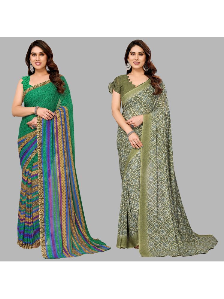     			Kashvi Sarees Pack of 2 Georgette Printed Saree With Blouse Piece ( Multicolor )