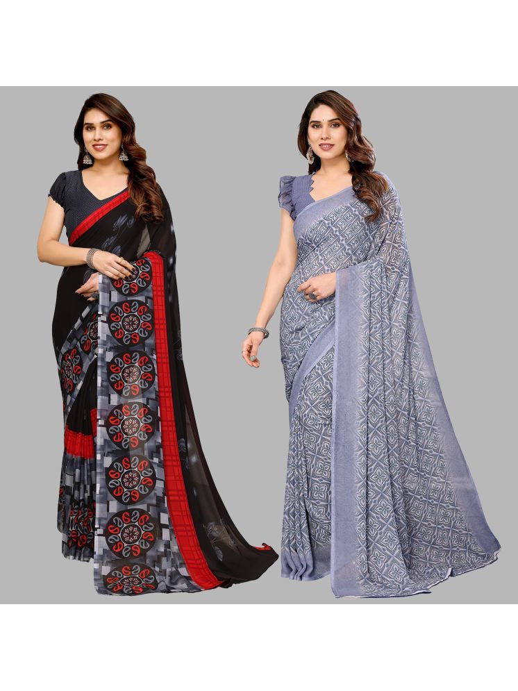     			Kashvi Sarees Pack of 2 Georgette Printed Saree With Blouse Piece ( Multicolor )