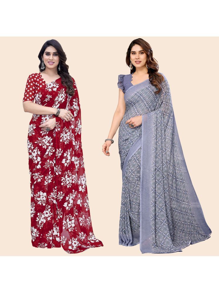     			Kashvi Sarees Pack of 2 Georgette Printed Saree With Blouse Piece ( Multicolor )