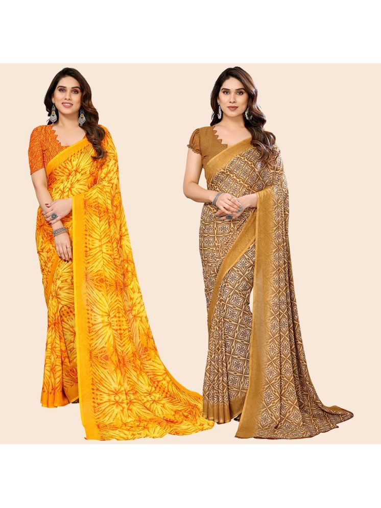     			Kashvi Sarees Pack of 2 Georgette Printed Saree With Blouse Piece ( Multicolor )