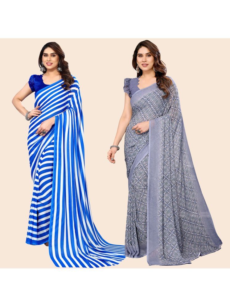     			Kashvi Sarees Pack of 2 Georgette Printed Saree With Blouse Piece ( Multicolor )