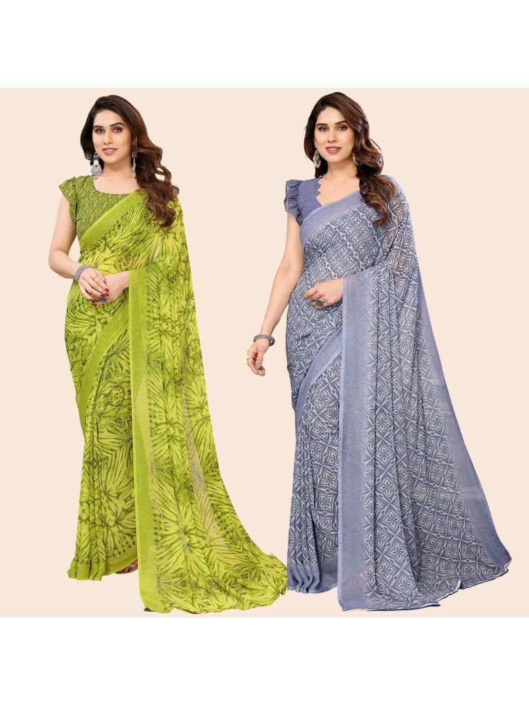     			Kashvi Sarees Pack of 2 Georgette Printed Saree With Blouse Piece ( Multicolor )