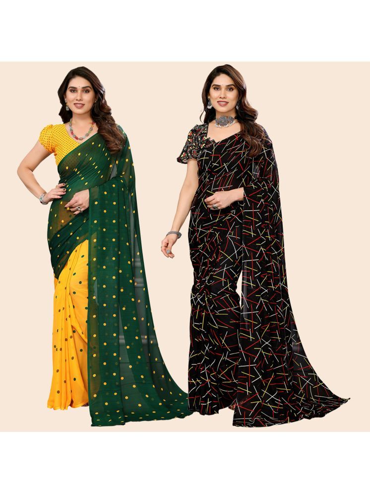     			Kashvi Sarees Pack of 2 Georgette Printed Saree With Blouse Piece ( Multicolor )