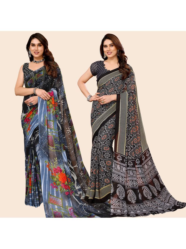     			Kashvi Sarees Pack of 2 Georgette Printed Saree With Blouse Piece ( Multicolor )