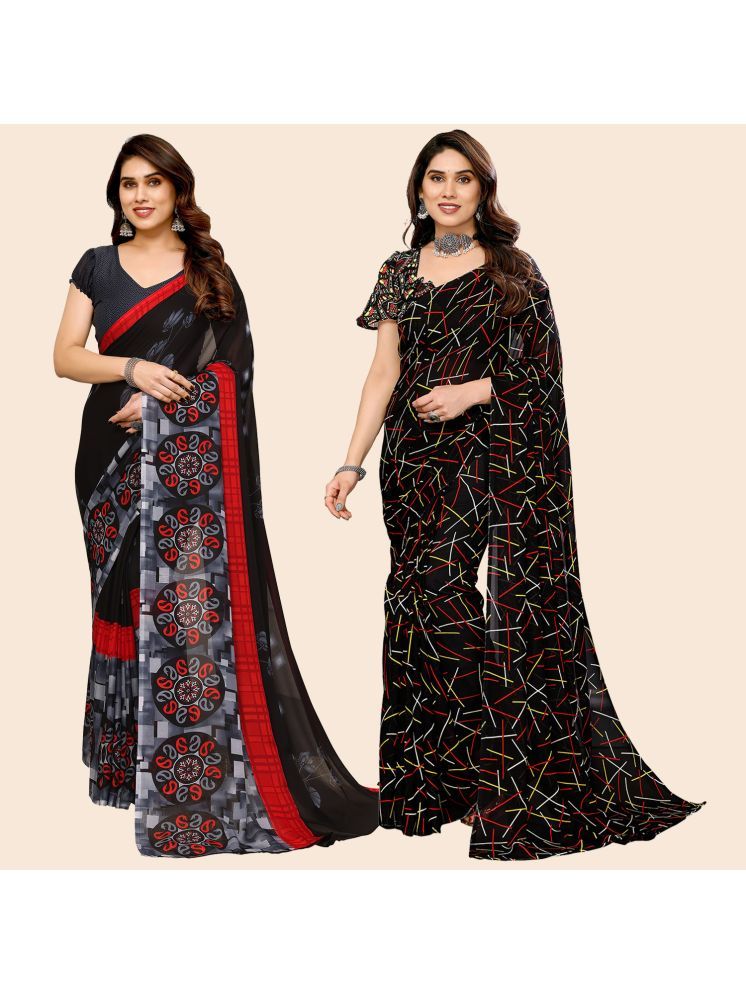     			Kashvi Sarees Pack of 2 Georgette Printed Saree With Blouse Piece ( Multicolor )