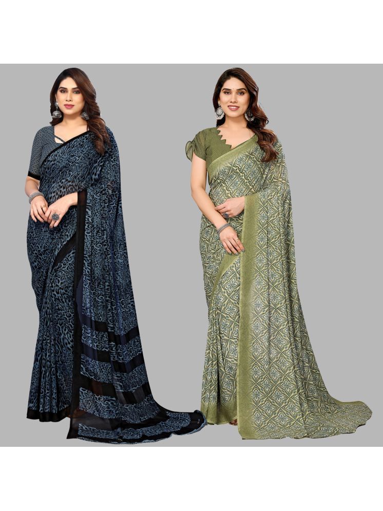     			Kashvi Sarees Pack of 2 Georgette Printed Saree With Blouse Piece ( Multicolor )