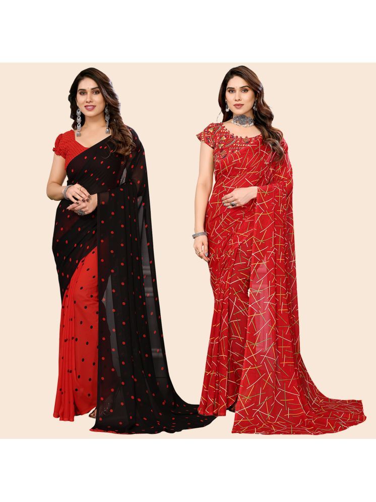     			Kashvi Sarees Pack of 2 Georgette Printed Saree With Blouse Piece ( Multicolor )