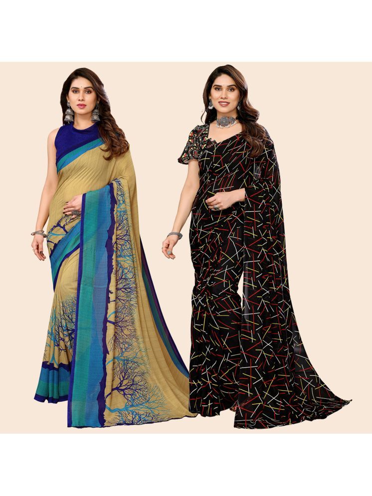     			Kashvi Sarees Pack of 2 Georgette Printed Saree With Blouse Piece ( Multicolor )