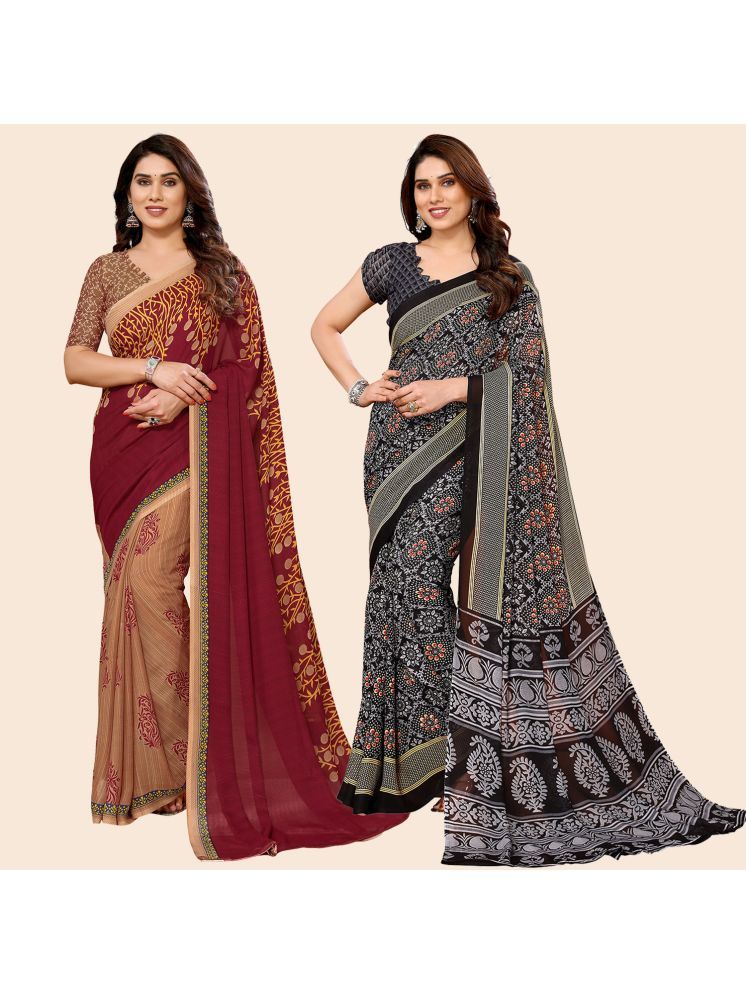     			Kashvi Sarees Pack of 2 Georgette Printed Saree With Blouse Piece ( Multicolor )