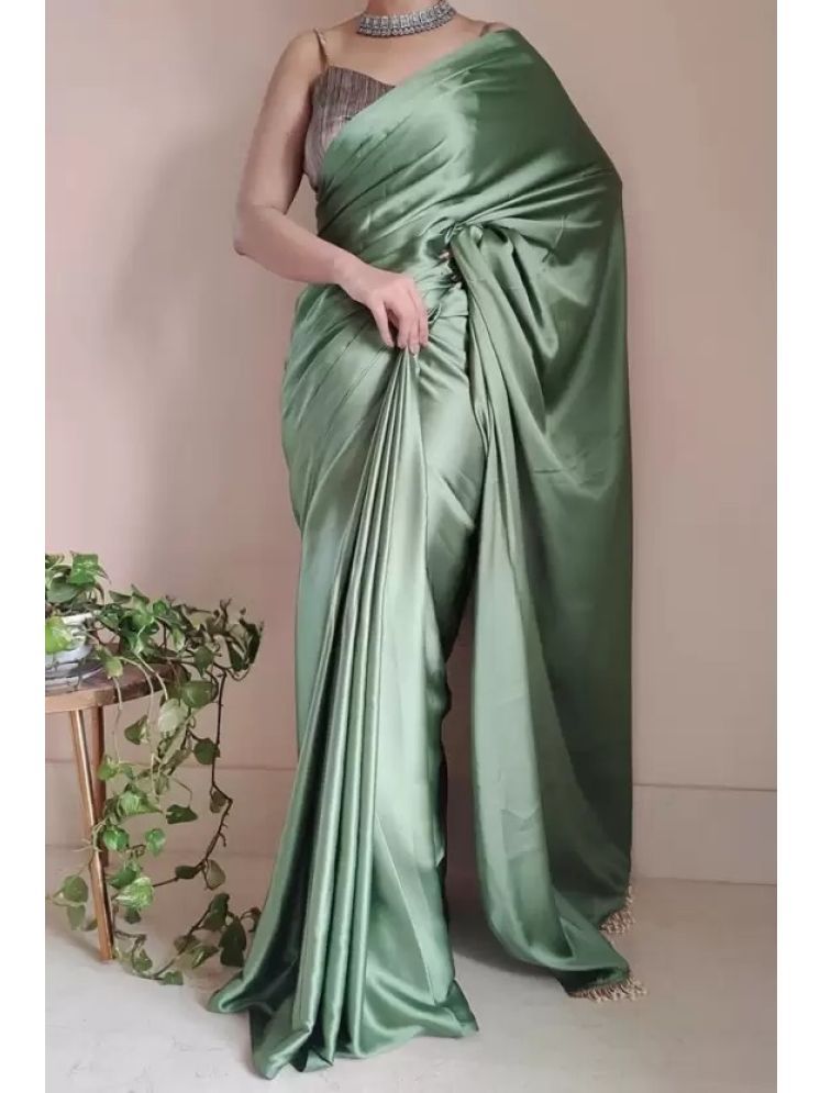     			Saadhvi Pack of 1 Satin Solid Saree With Blouse Piece ( Sea Green )