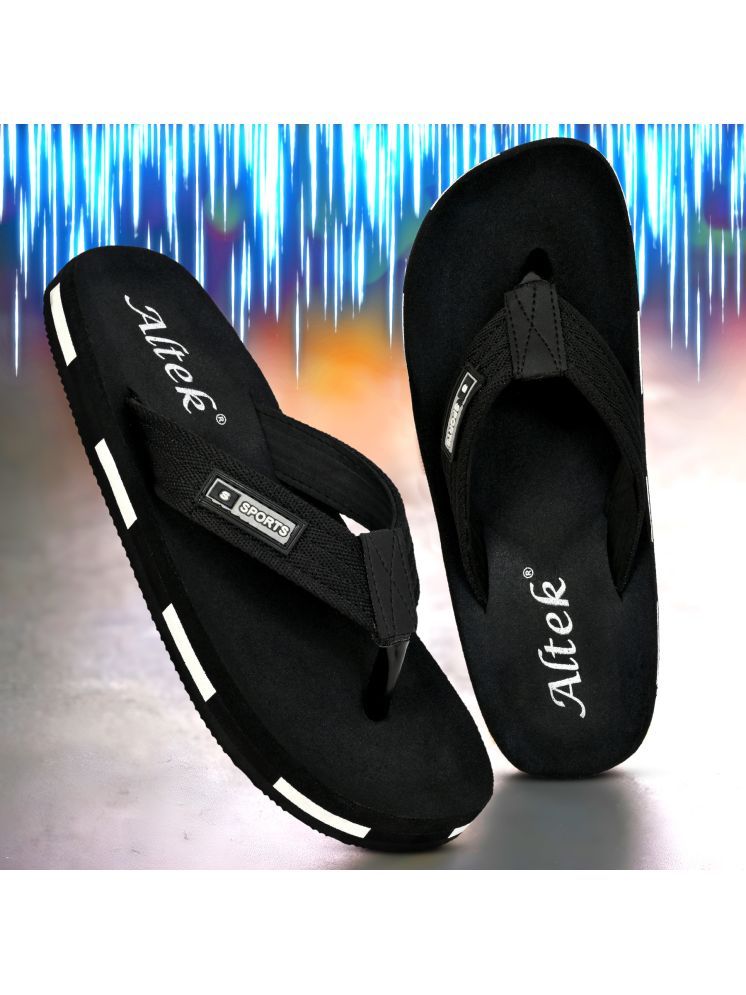     			Altek Black Men's Thong Flip Flop