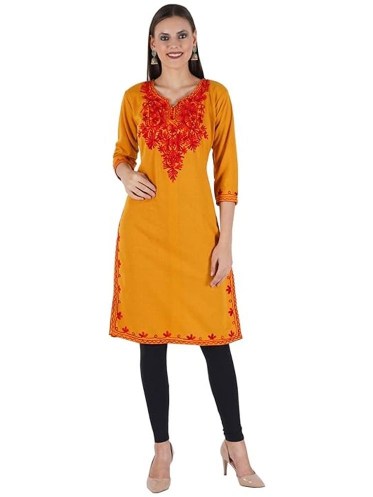     			Aura Glam Woollen Embroidered Straight Women's Kurti - Multicolor7 ( Pack of 1 )