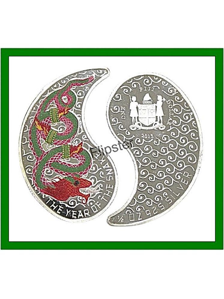     			Extremely Rare 1+1 Dollars 2013 Year of the Snakes, FIJI old Coin For Collection