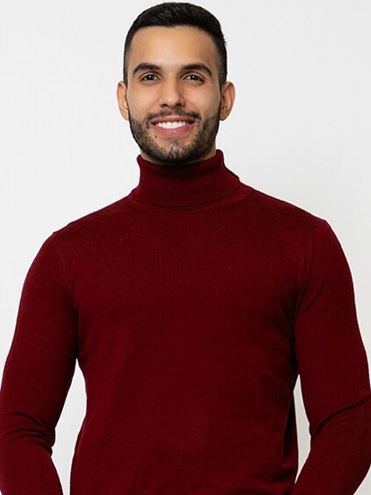     			Merriment Woollen High Neck Men's Full Sleeves Pullover Sweater - Maroon ( Pack of 1 )