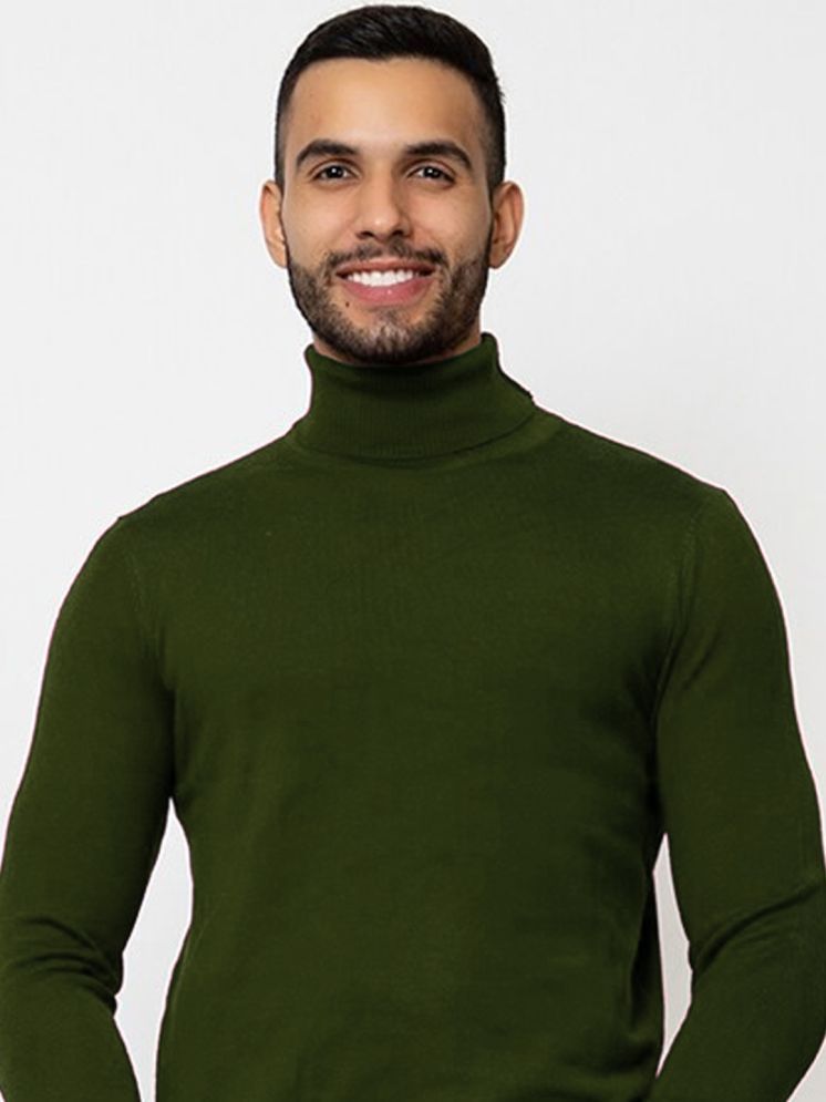     			Merriment Woollen High Neck Men's Full Sleeves Pullover Sweater - Olive ( Pack of 1 )