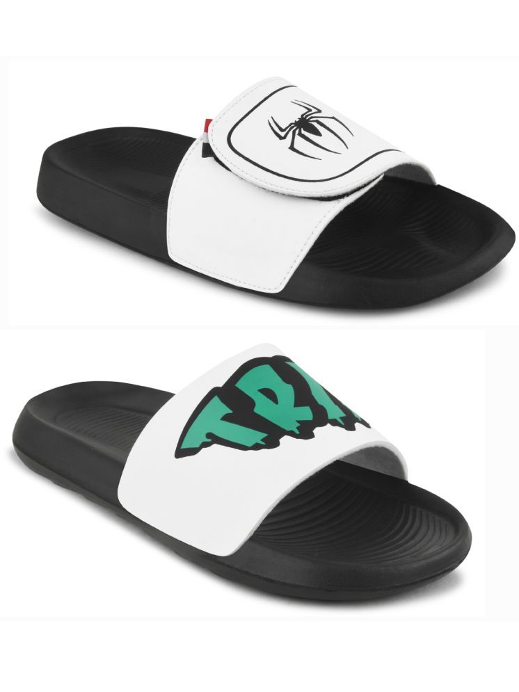     			Q tick White Men's Slide Flip Flop