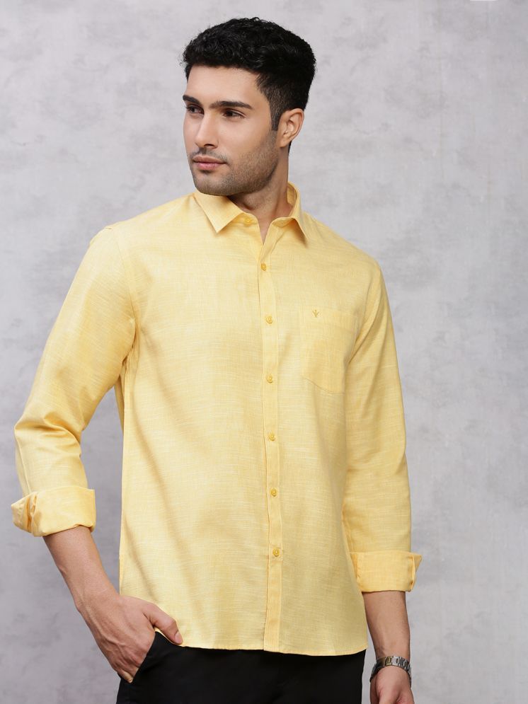     			Ramraj cotton Cotton Blend Regular Fit Solids Full Sleeves Men's Casual Shirt - Yellow ( Pack of 1 )