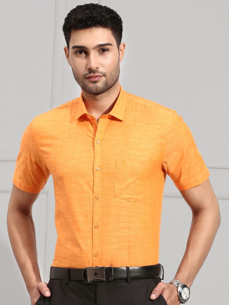     			Ramraj cotton Cotton Blend Regular Fit Solids Half Sleeves Men's Casual Shirt - Orange ( Pack of 1 )