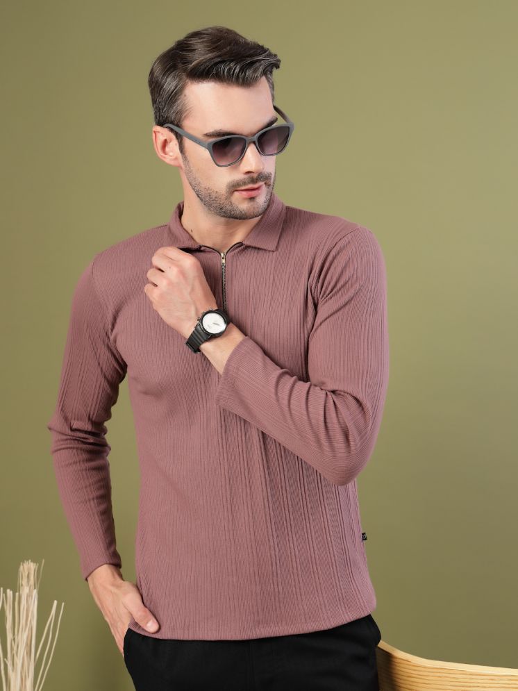     			Rigo Pack of 1 Cotton Slim Fit Solid Full Sleeves Men's Polo T Shirt ( Mauve )