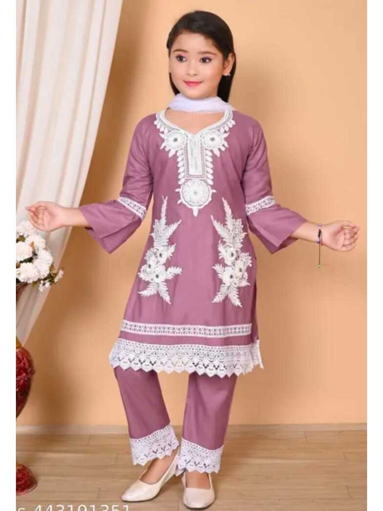     			SM glob Girls Cotton Blend Anarkali Suit Set ( Pack of 1 , PeachPuff )