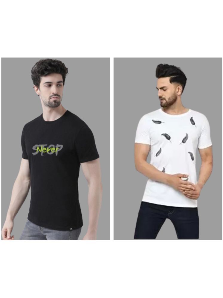     			attitude start of fashion Pack of 2 Polyester Regular Fit Men's T-Shirt ( White )