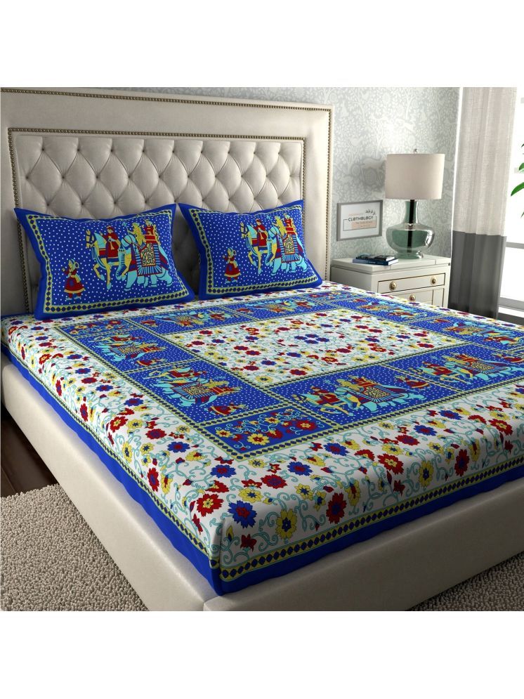     			ABHACLOTHO Cotton 1 Double Bedsheet with 2 Pillow Covers ( Multicolor )