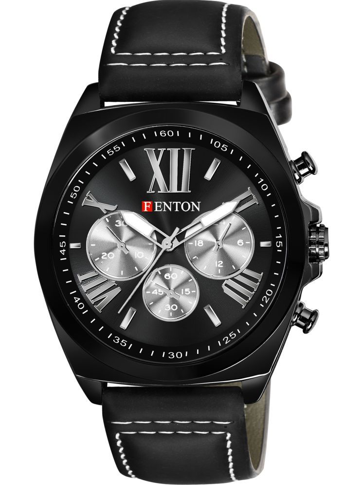     			Fenton Black Leather Analog Men's Watch