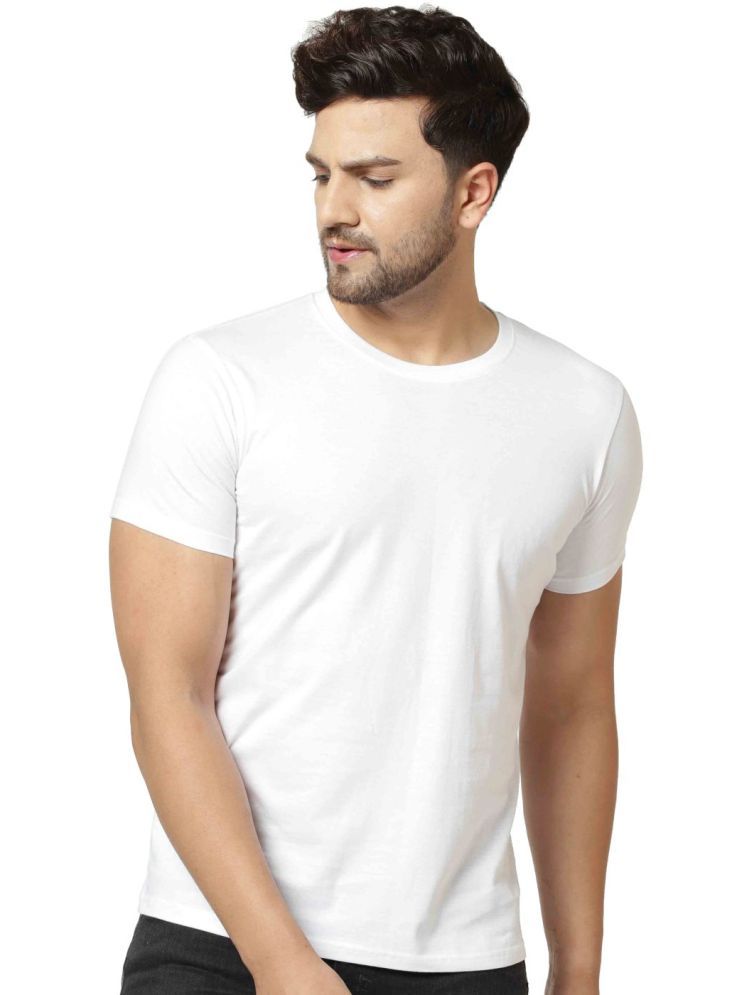     			LONDON HILLS Pack of 1 Cotton Blend Regular Fit Men's T-Shirt ( White )