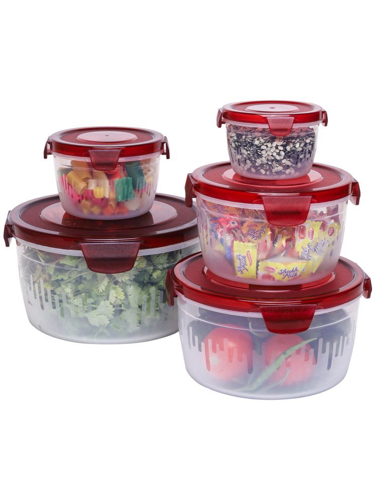     			PearlPet PP containers Plastic Red Multi-Purpose Container ( Set of 5 )