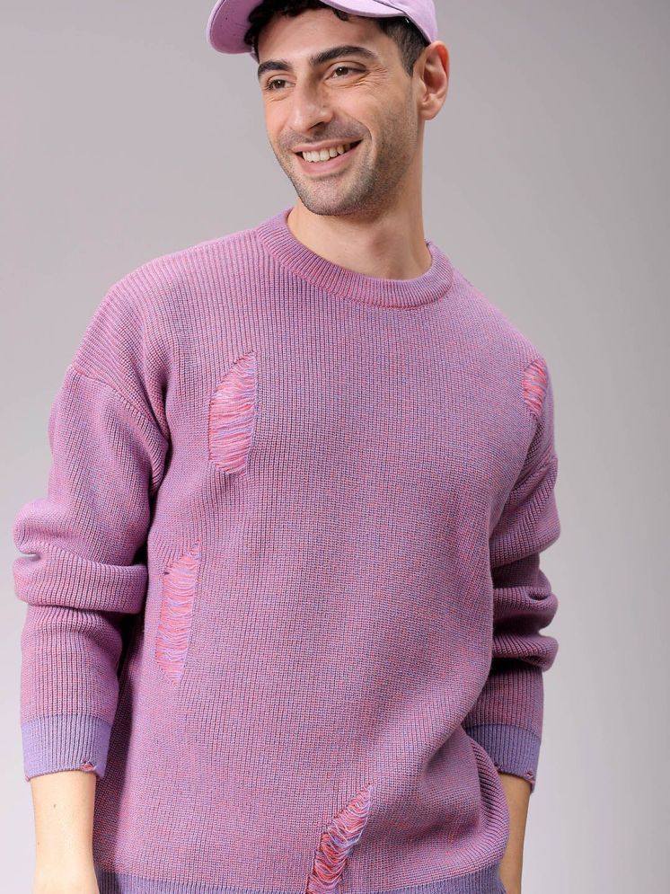     			The Indian Garage Co. Acrylic Round Neck Men's Full Sleeves Pullover Sweater - Pink ( Pack of 1 )