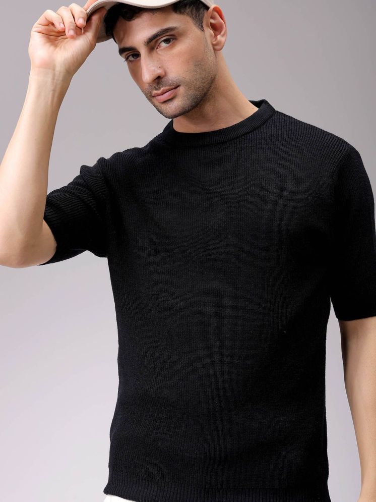     			The Indian Garage Co. Acrylic Round Neck Men's Half Sleeves Pullover Sweater - Black ( Pack of 1 )