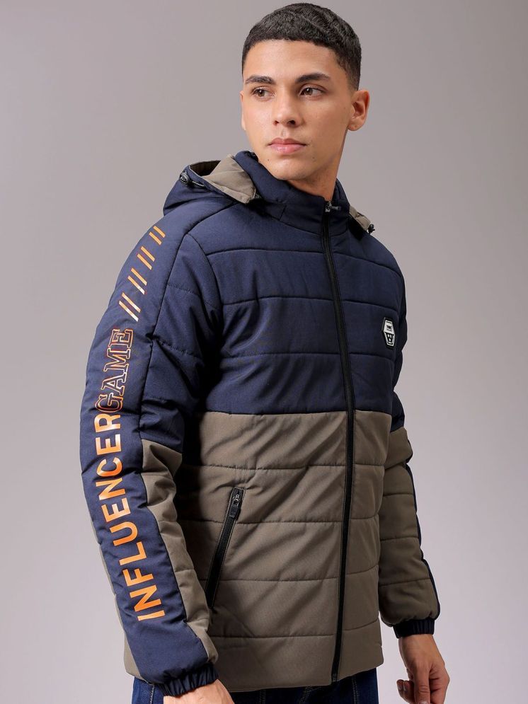     			The Indian Garage Co Men Hooded Colourblocked Casual Puffer Jacket