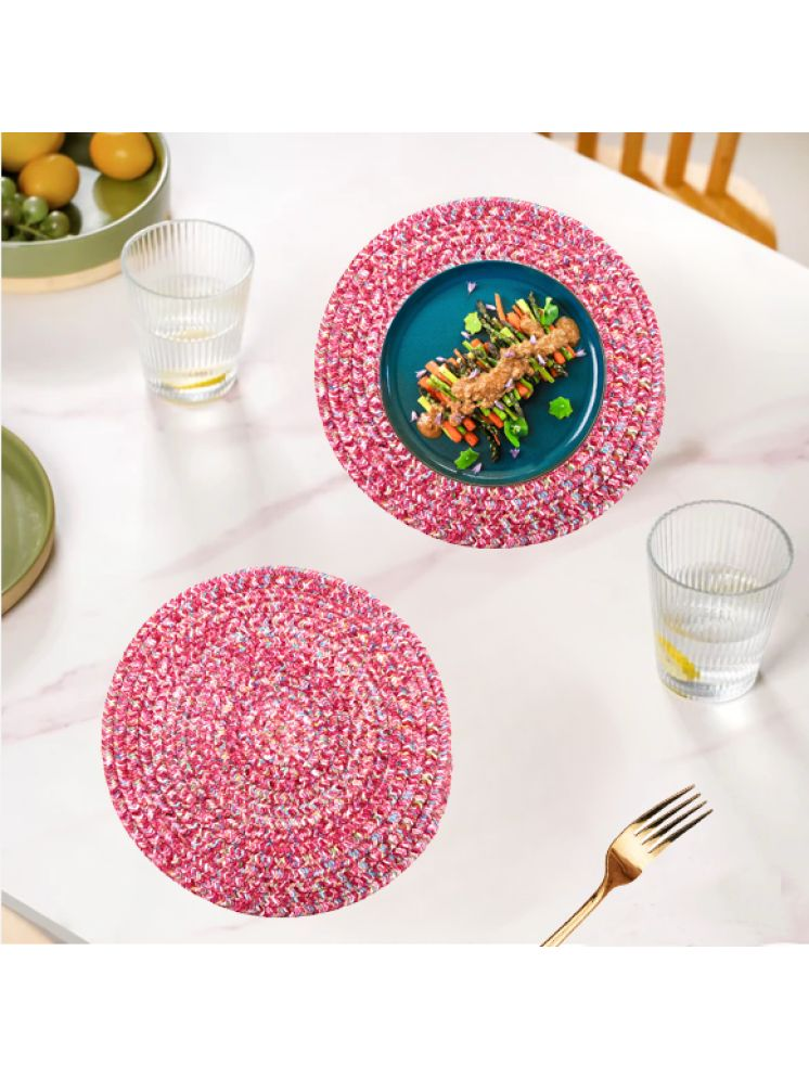     			LADLI JEE Polyester Abstract Round Table Mats ( 30 cm x 30 cm ) Pack of 2 - Pink