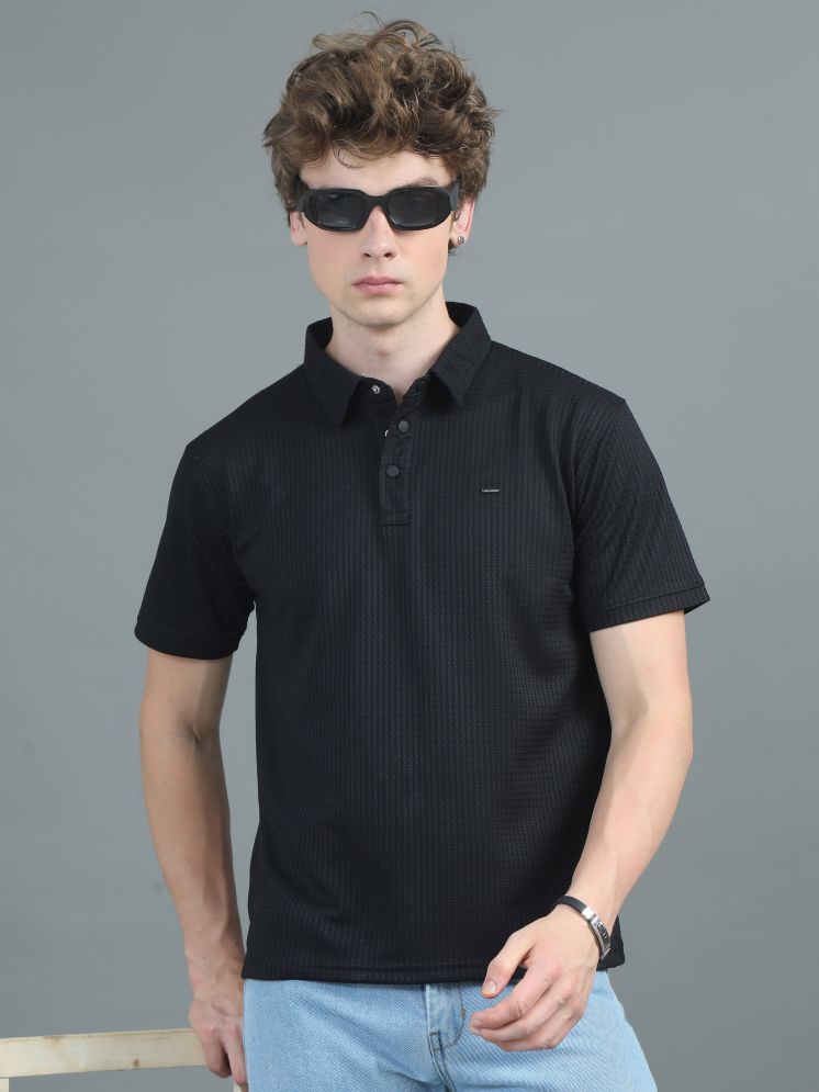     			Paul Street Pack of 1 Polyester Slim Fit Self Design Half Sleeves Men's Polo T Shirt ( Black )